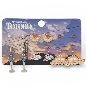 6-Pack Studio Ghibli My Neighbor Totoro Cat Bus Earring Set - NWT